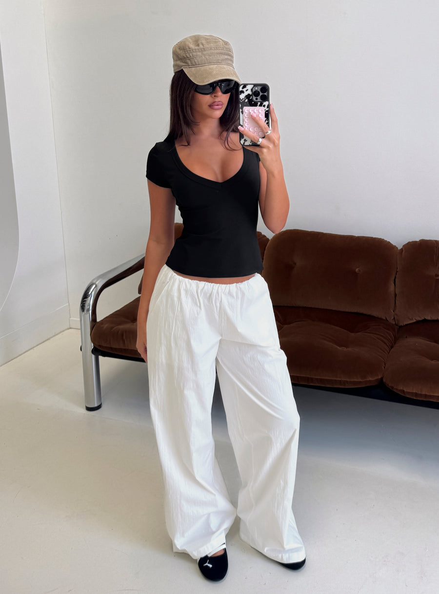 Daily Define Deep V Short Sleeve Top Black · photo 10