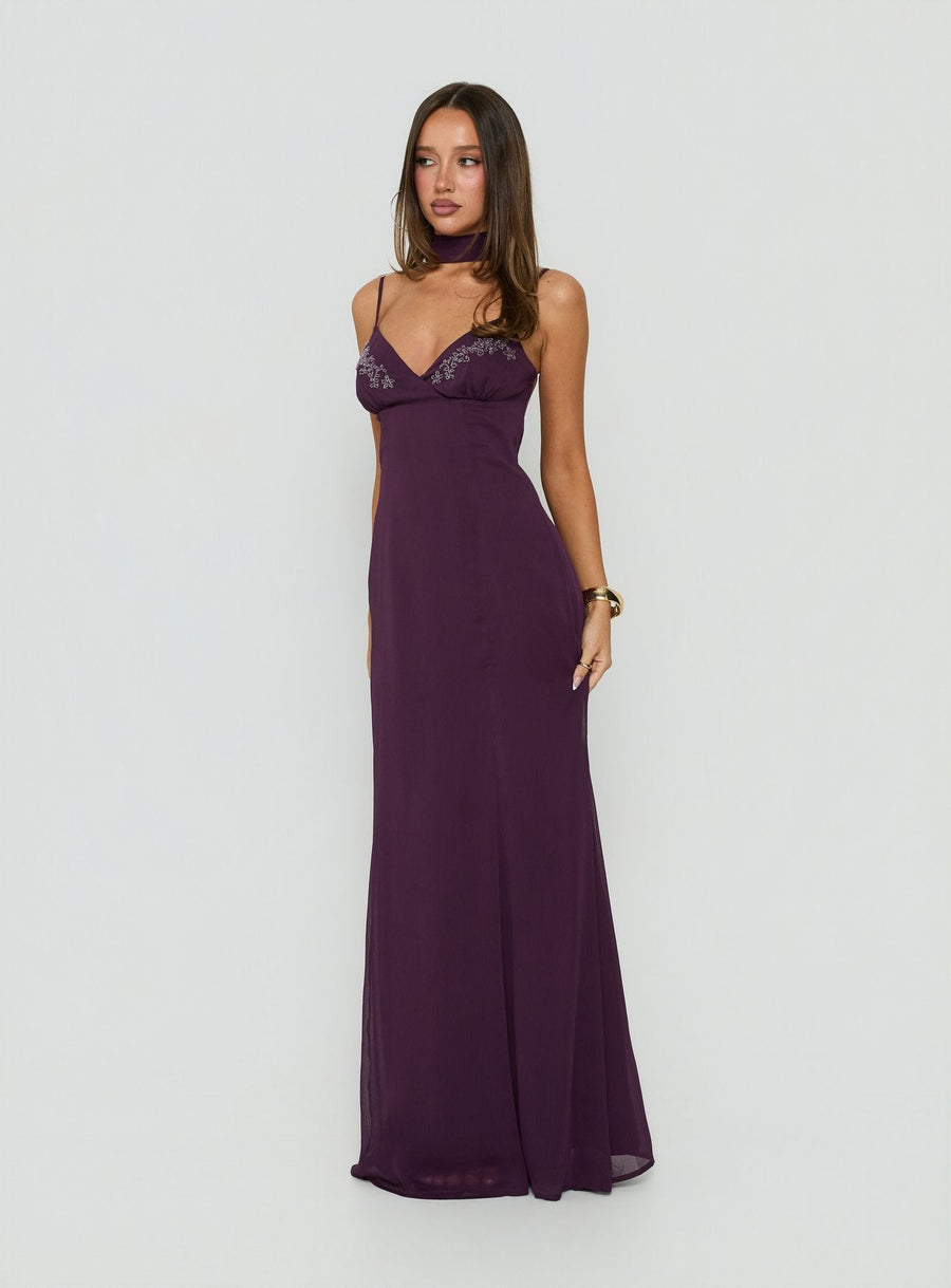 Jadira Scarf Maxi Dress Plum · photo 1