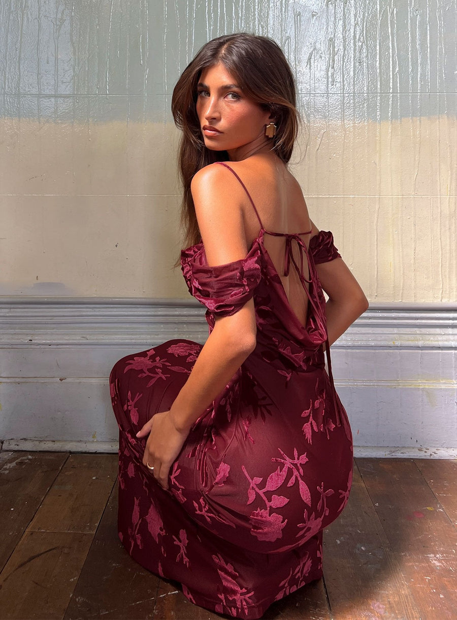Green Gables Burnout Maxi Dress Burgundy · photo 1