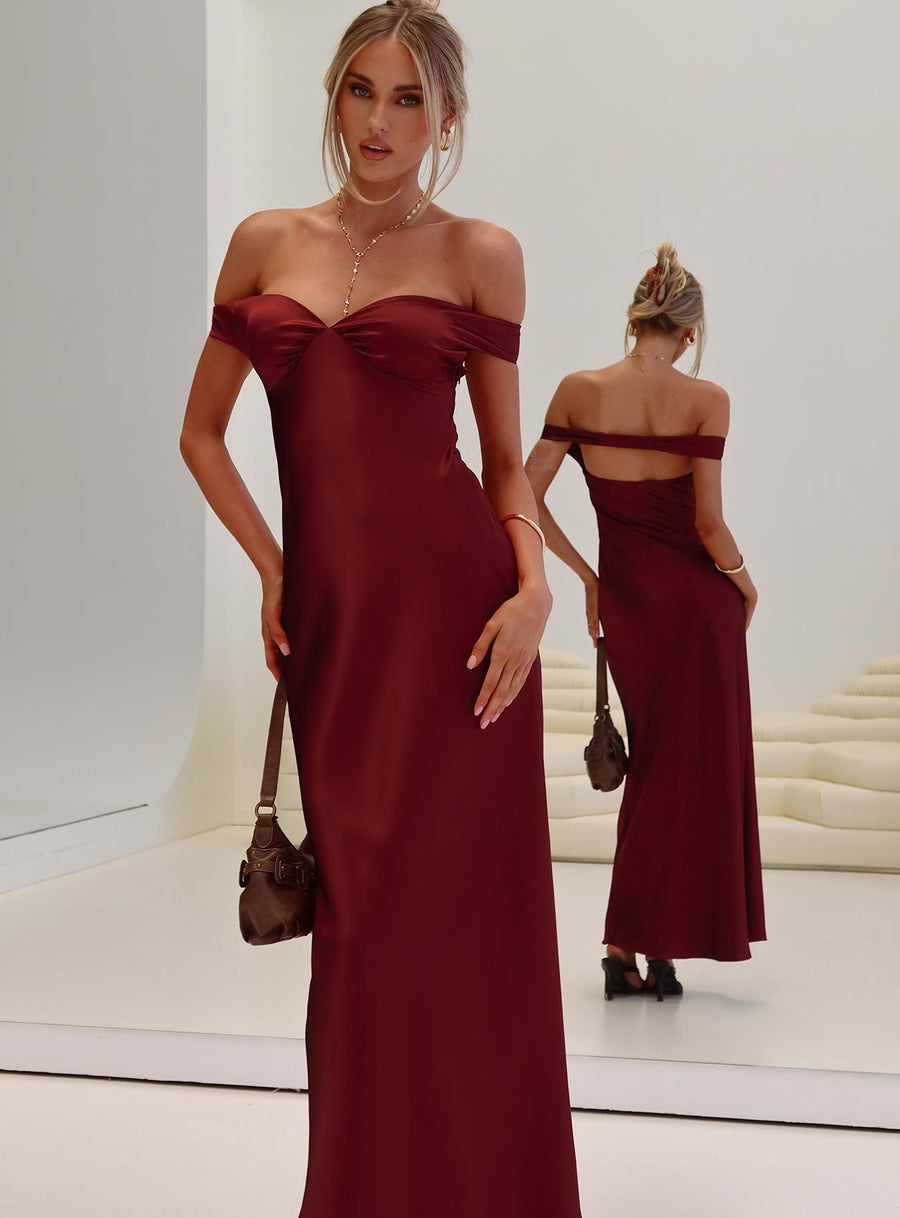 Heartthrobs Off The Shoulder Maxi Dress Red · photo 1