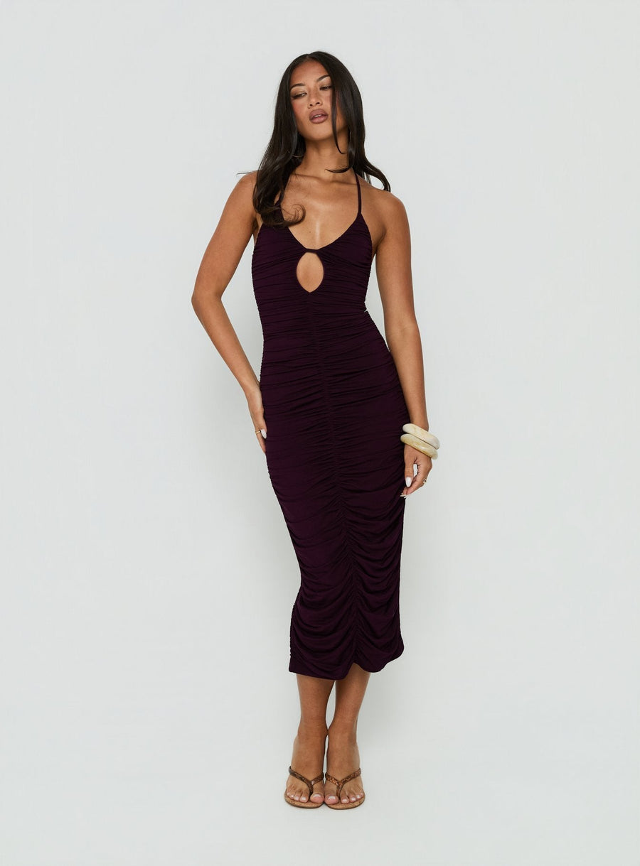 Gracie Halter Neck Midi Dress Plum · photo 1