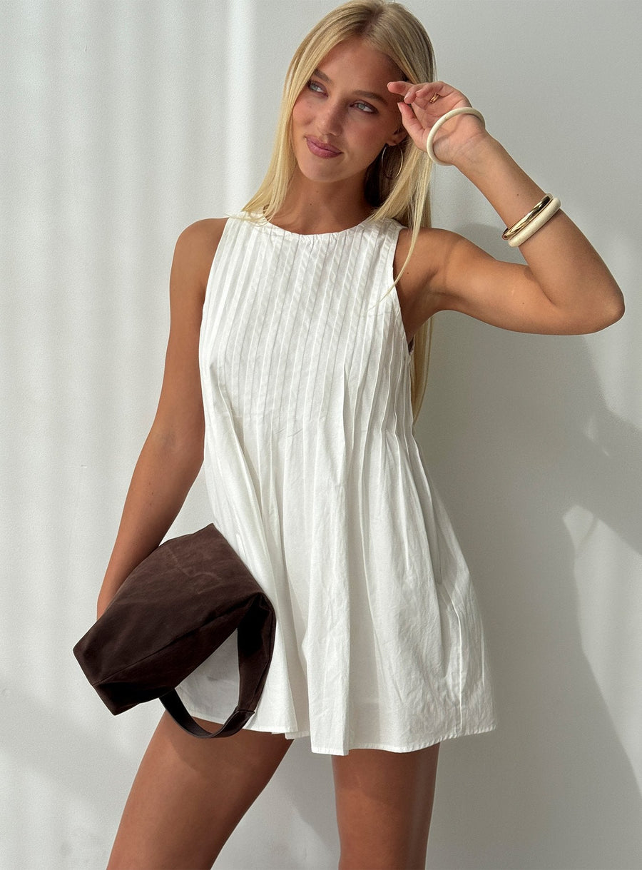 Dreamboat Pleated Mini Dress White · photo 1