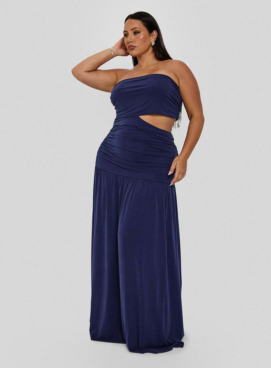 Grandeur Strapless Maxi Dress Navy Curve · photo 1