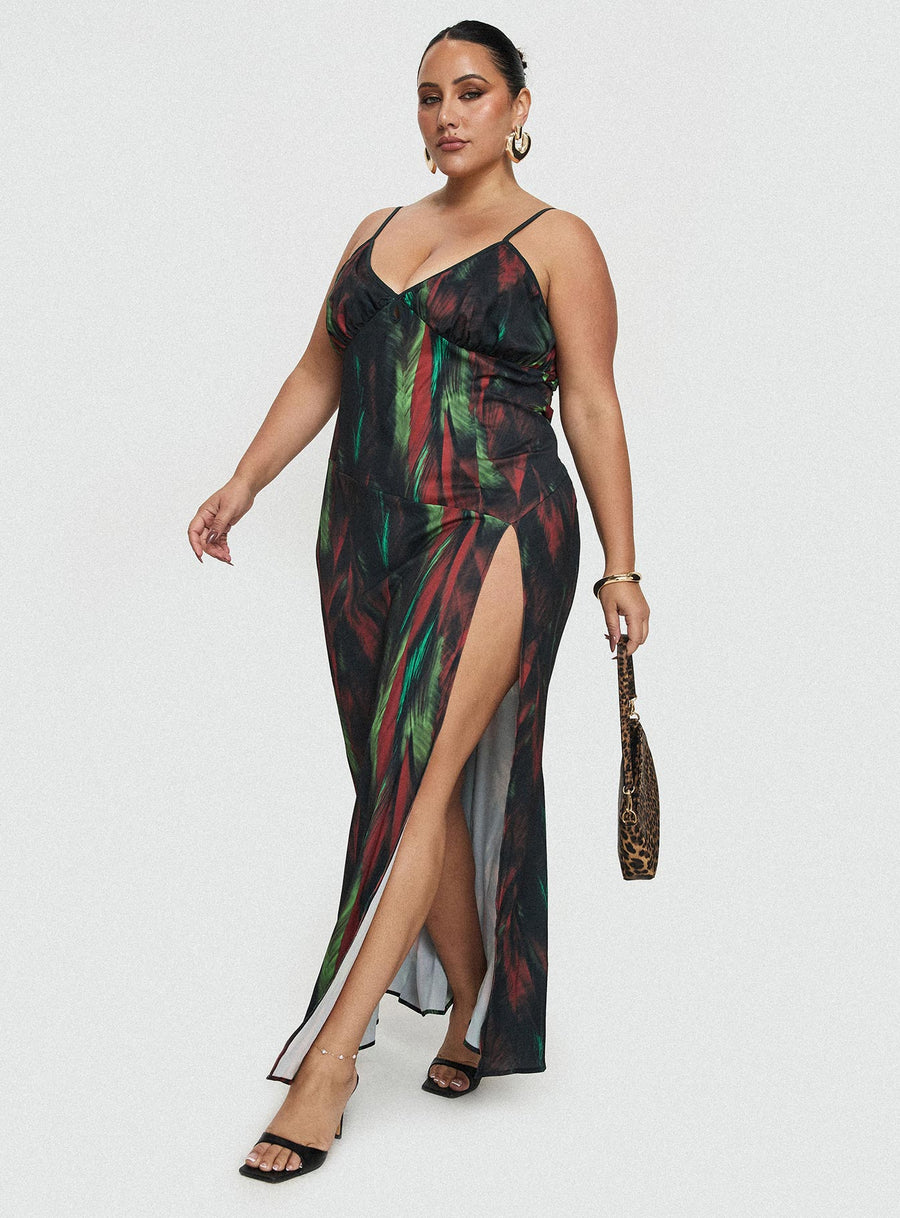Feather Maxi Dress Multi Curve · photo 1