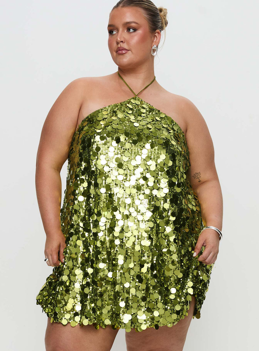 Fluorescents Halter Mini Dress Green Curve · photo 2