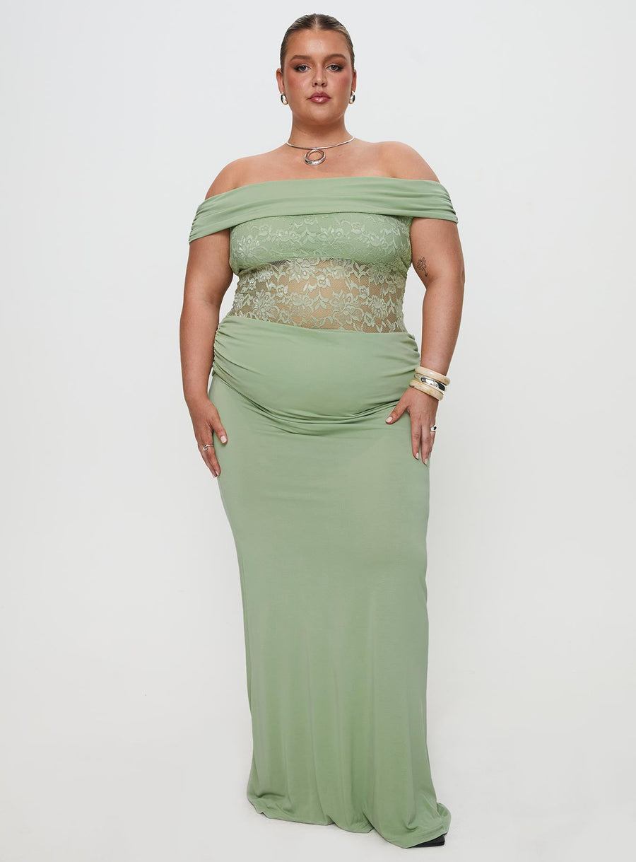Gwendolen Off The Shoulder Maxi Dress Green Curve · photo 2