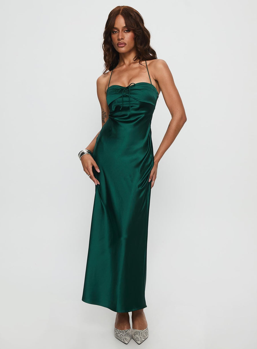 Fireproof Halter Maxi Dress Forest Green · photo 1