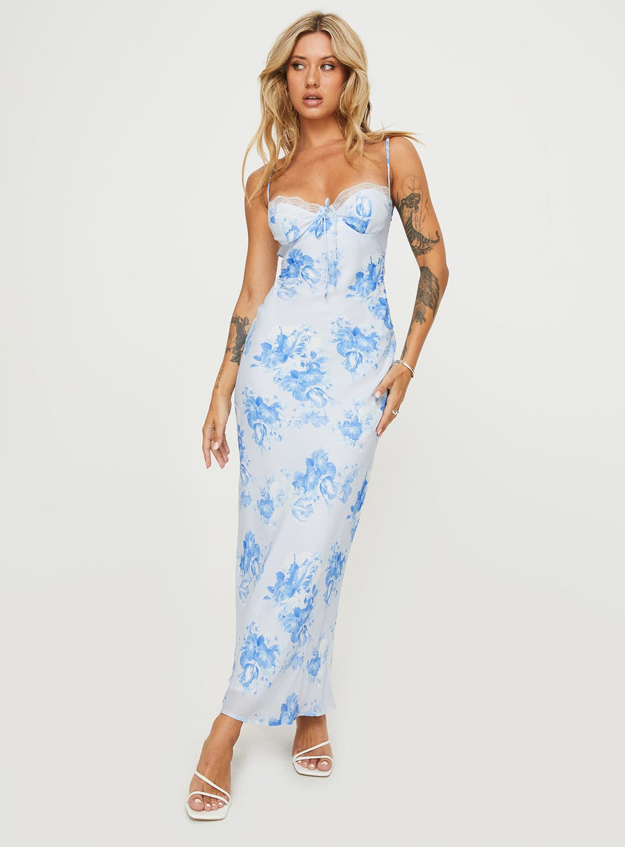 Hamri Maxi Dress White / Blue Floral · photo 1