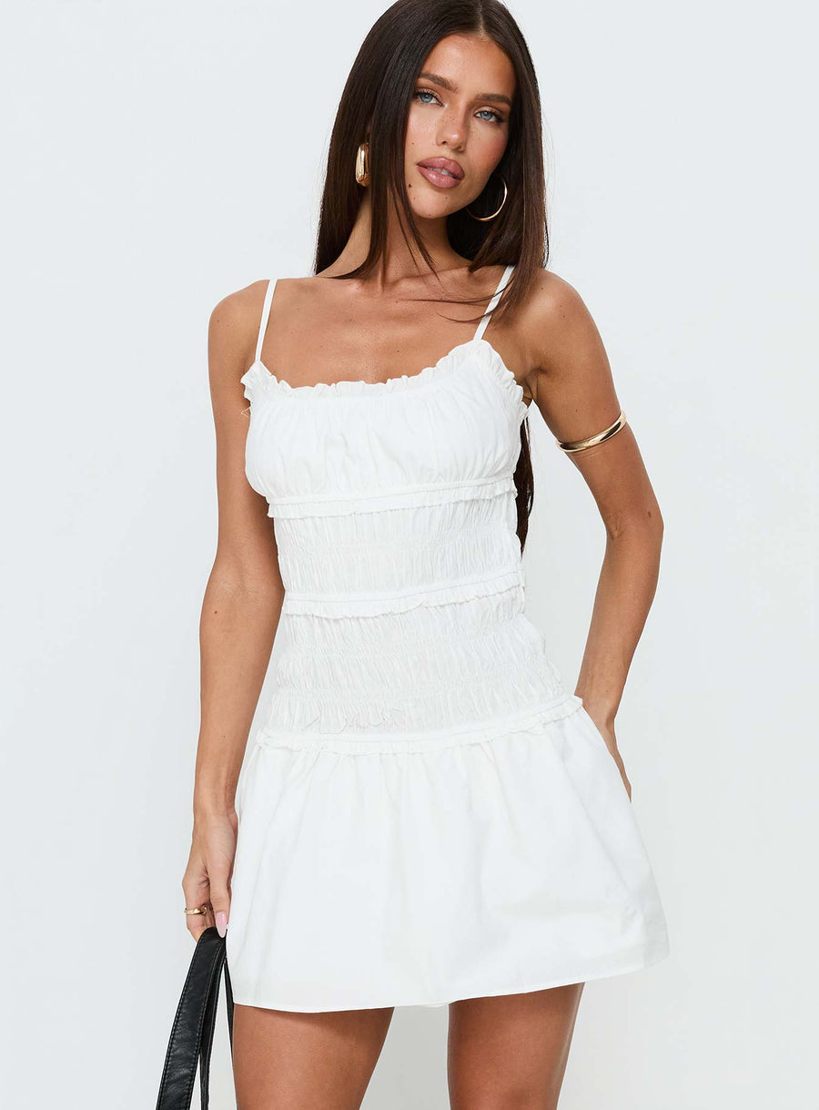 Heaven Estate Shirred Mini Dress White · photo 2