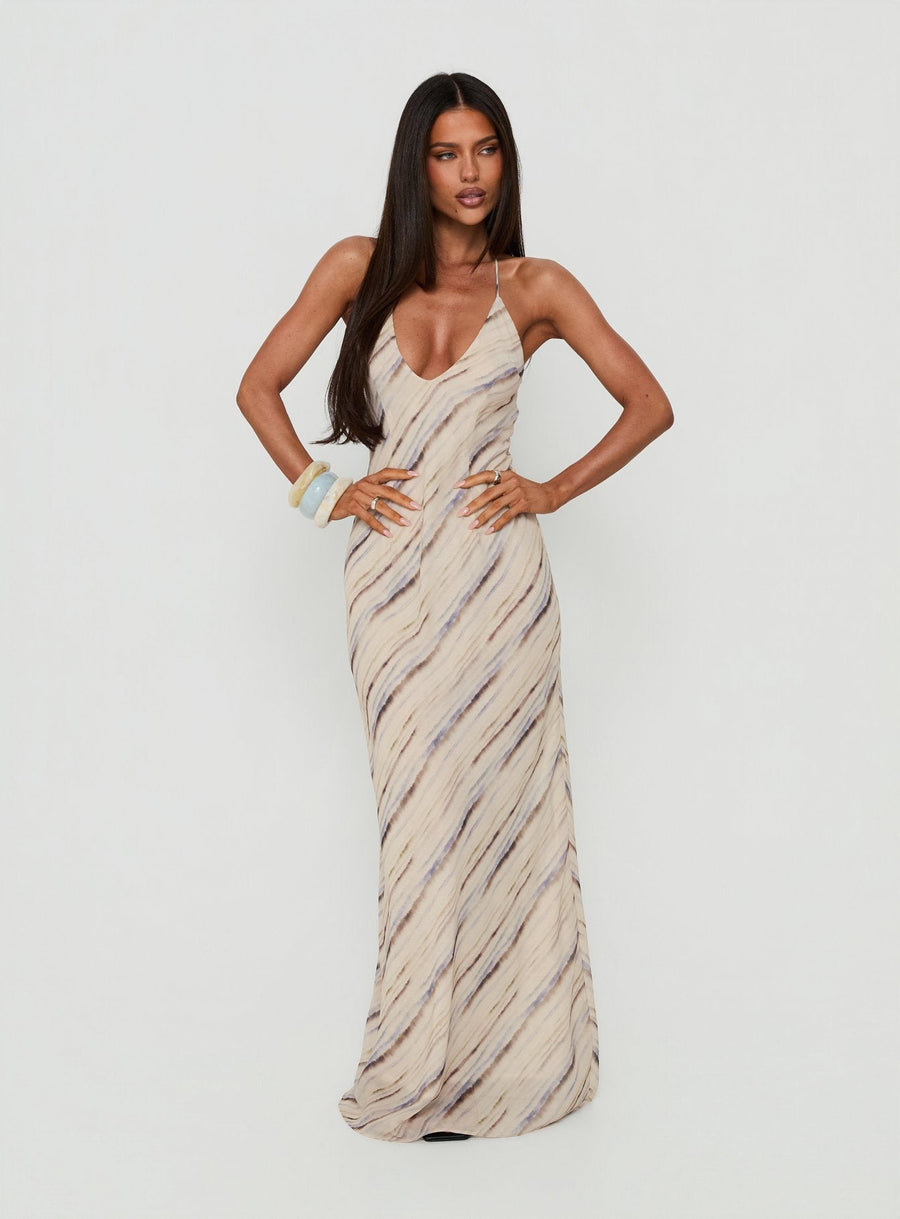 Esmira Halter Maxi Dress Cream Stripe · photo 2