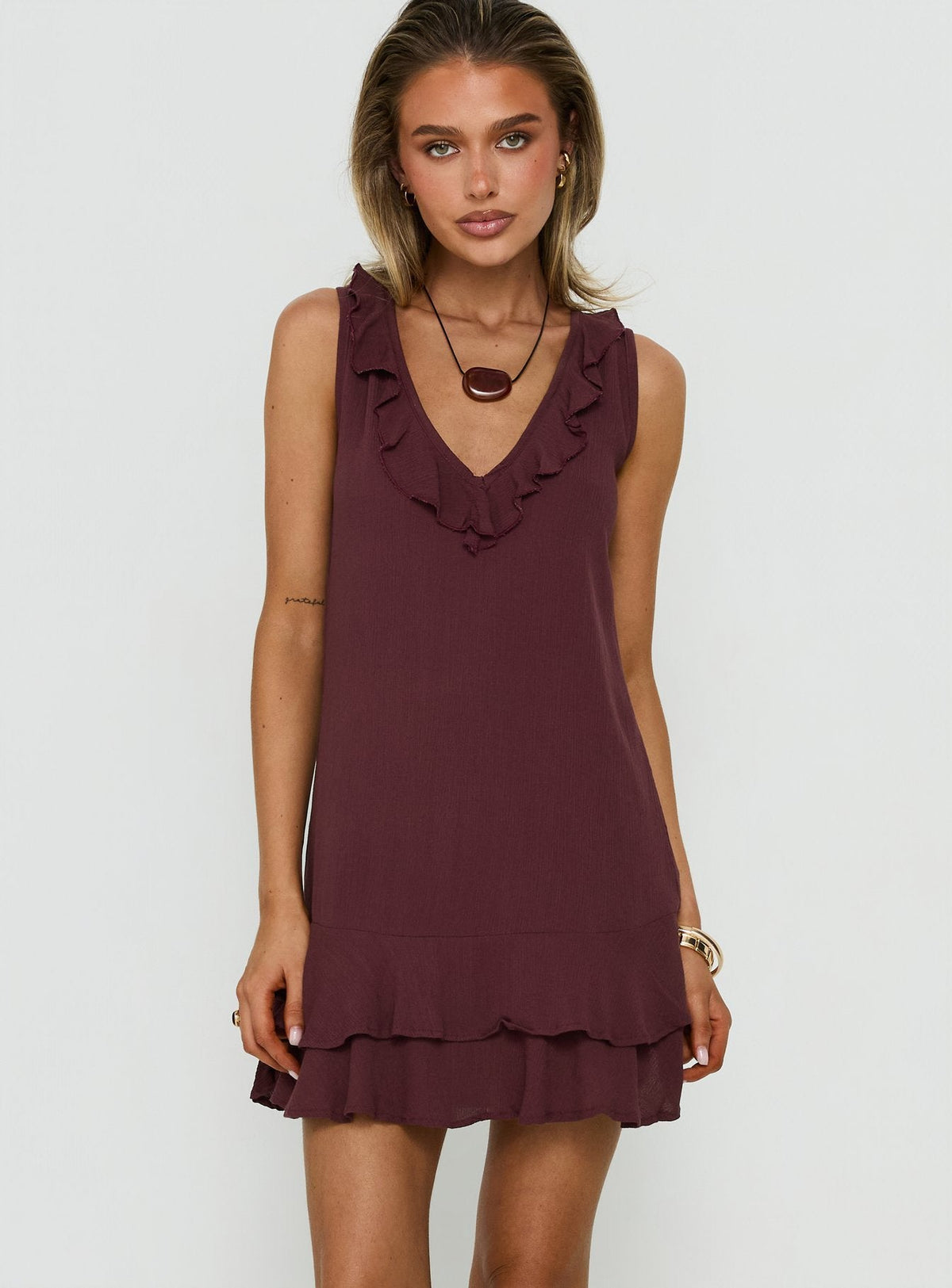 Swade Mini Dress Crinkle Plum