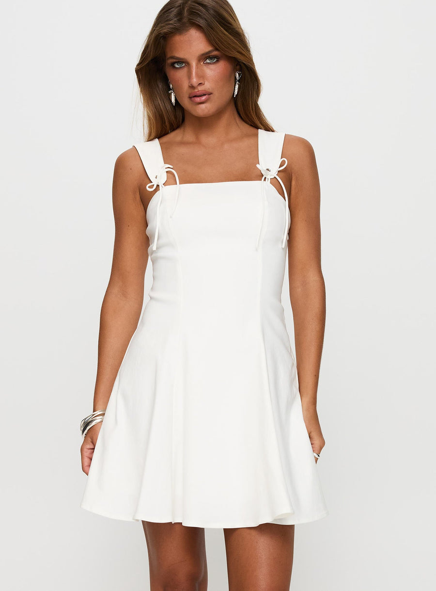 Honey Suckle Tie Up Mini Dress White · photo 2