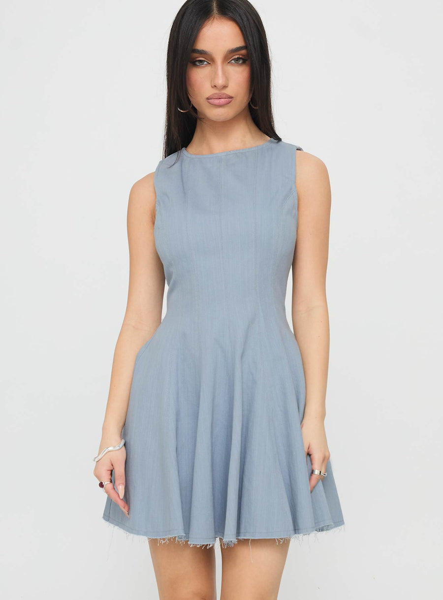 Composure Pleat Mini Dress Blue · photo 1
