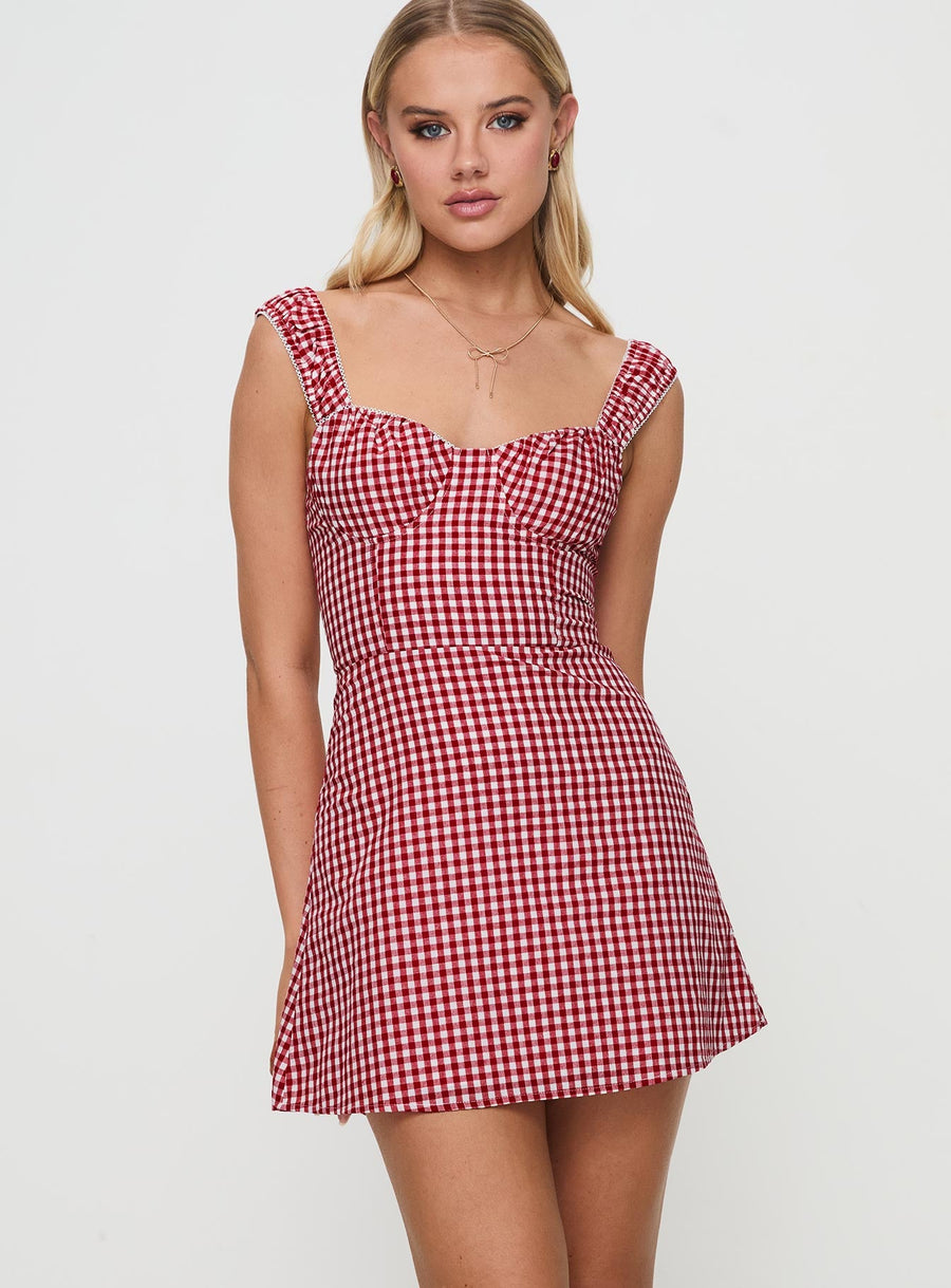 Faubert Mini Dress Red Gingham Petite · photo 2