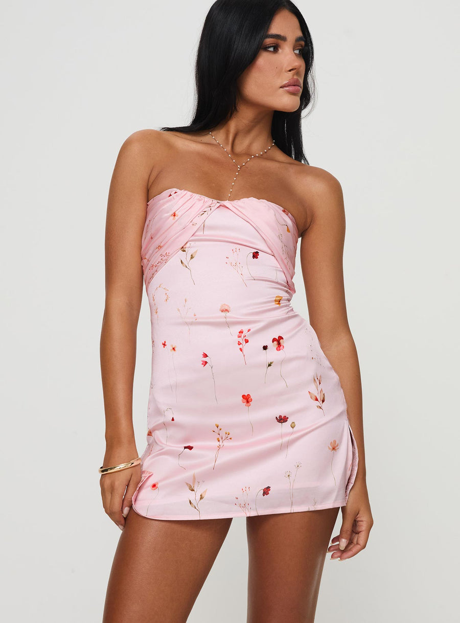 Irena Strapless Mini Dress Pink Floral · photo 2