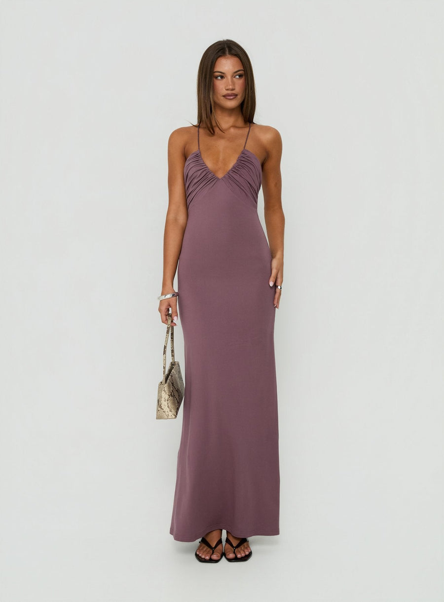 Esolda Ruched Low Back Maxi Dress Dusty Mauve · photo 2