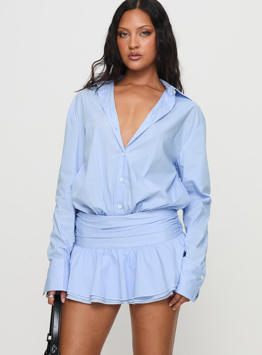 Girls Girls Girls Long Sleeve Mini Dress Blue · photo 2