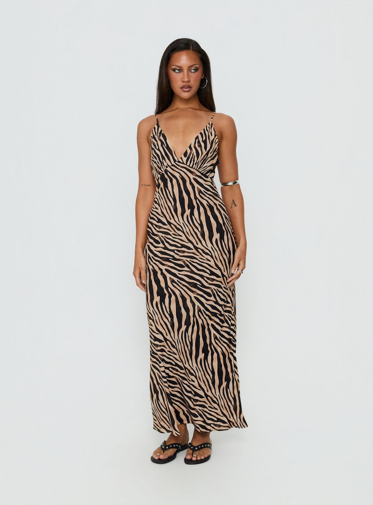 Cherilynn V Neck Maxi Dress Zebra