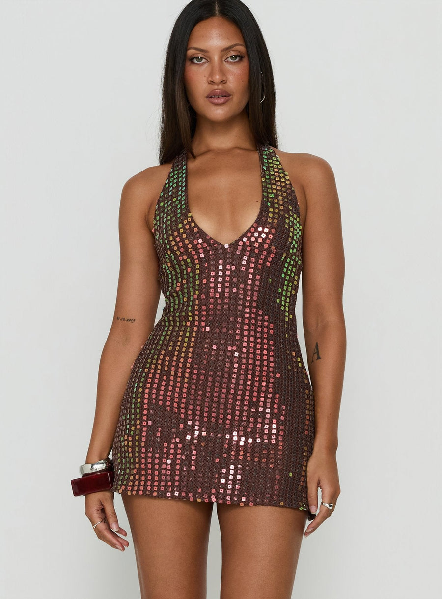 Codamo Mini Dress Dark Brown Shimmer · photo 2