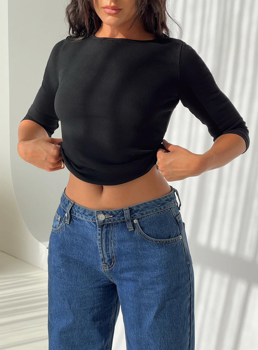 Elaia 3/4 Sleeve Top Black · photo 9