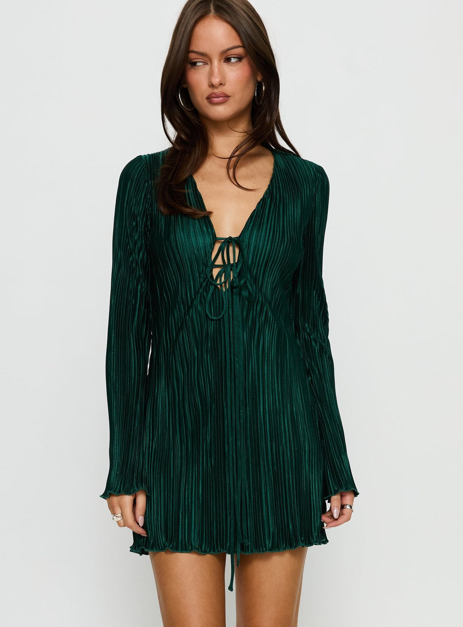 Malop Long Sleeve Mini Dress Emerald · photo 1