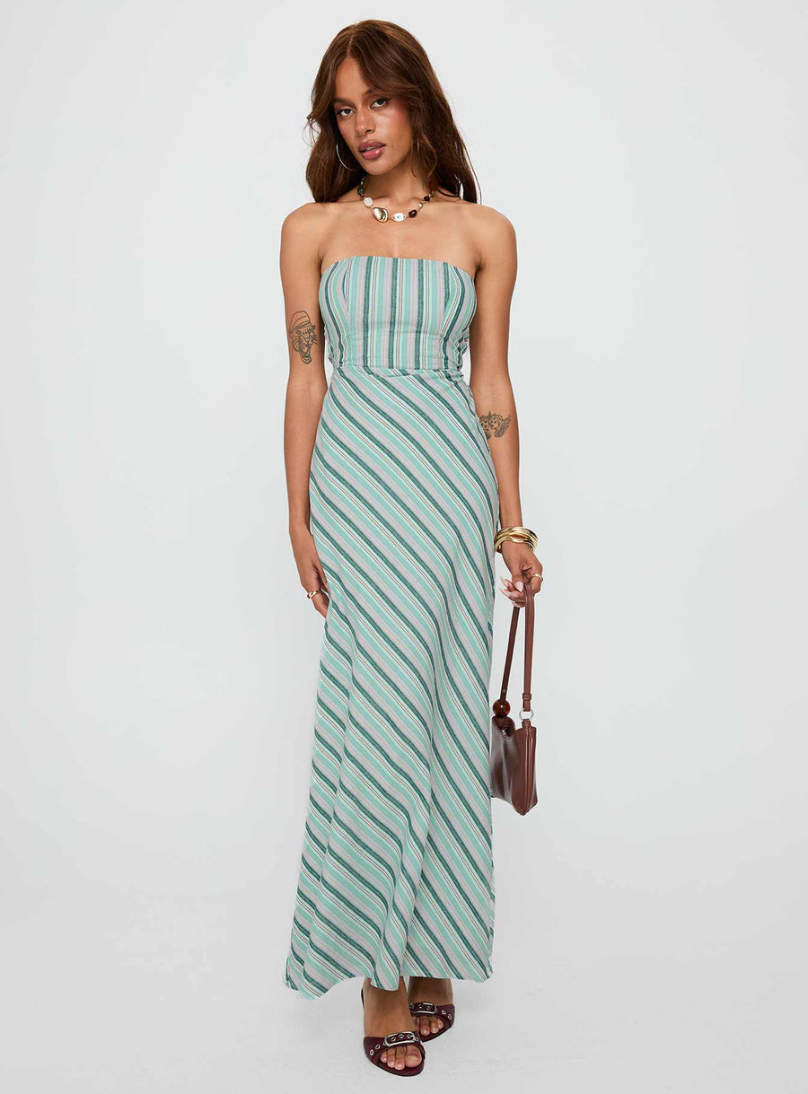 Finchie Strapless Maxi Dress Blue Stripe · photo 2