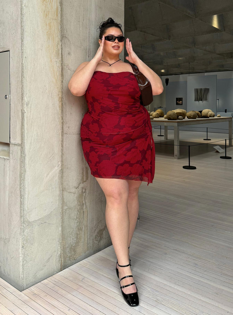 Donelli Mini Dress Burgundy / Red Floral Curve · photo 10