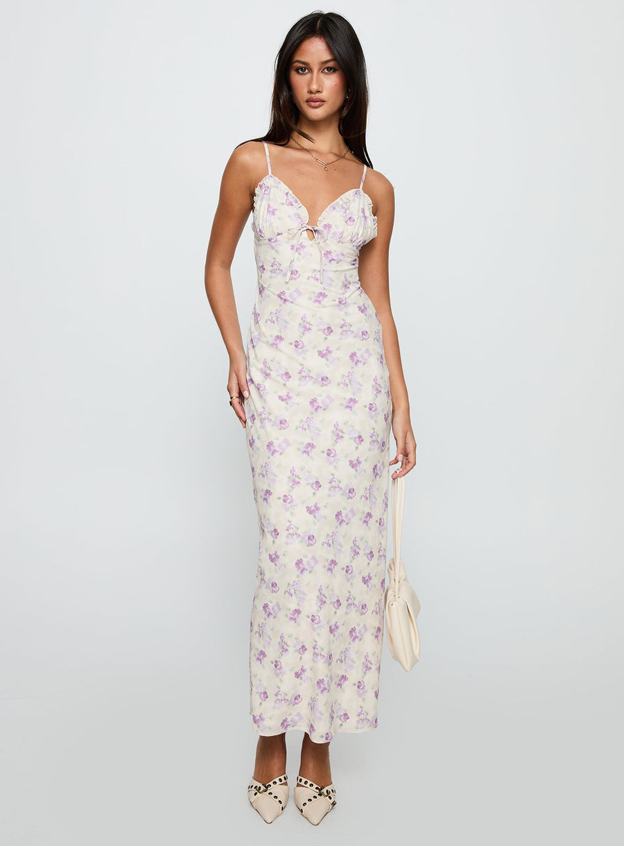 Jessamine Frill Maxi Dress White / Lilac · photo 2