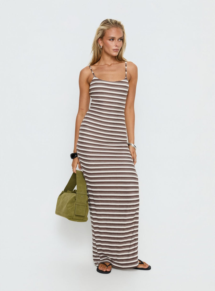 Elestria Maxi Dress Brown Stripe · photo 2