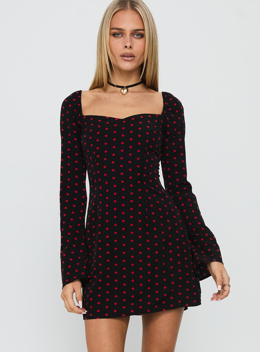 Addisen Long Sleeve Mini Dress Polka Dot · photo 2
