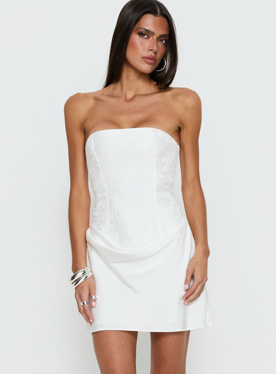 Jenevieve Strapless Drape Mini Dress White · photo 2