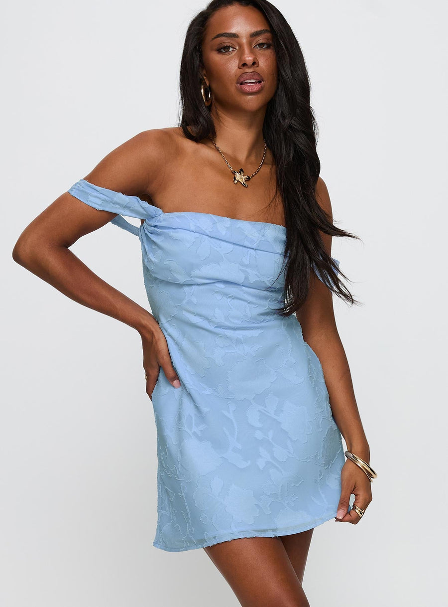 Zabbarra Off The Shoulder Mini Dress Blue · photo 2