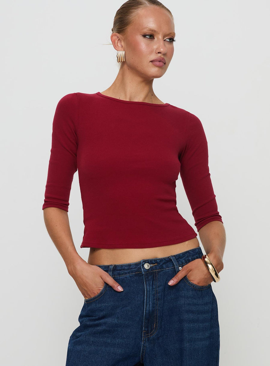 Elaia 3/4 Sleeve Top Red · photo 3