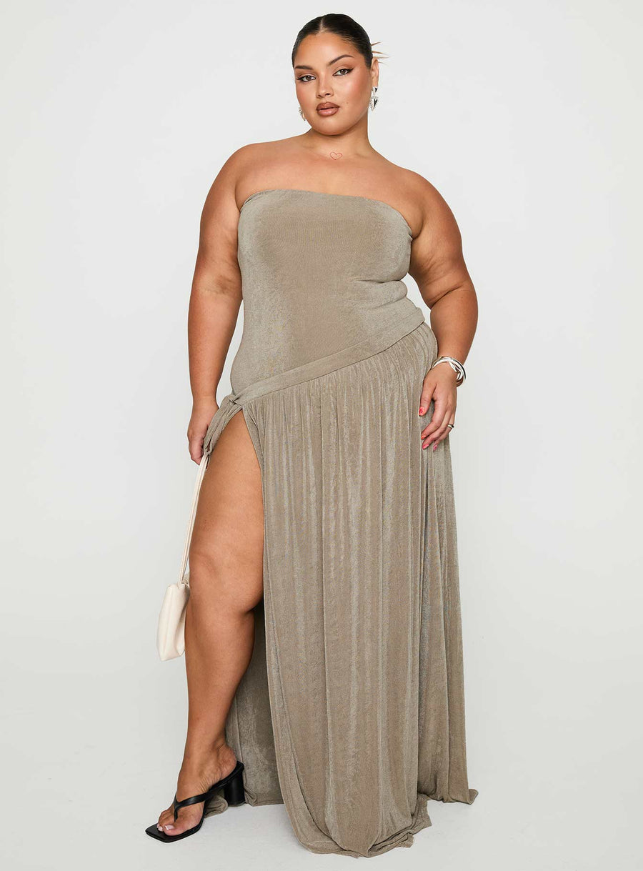 Inka Strapless Maxi Dress Taupe Curve · photo 2