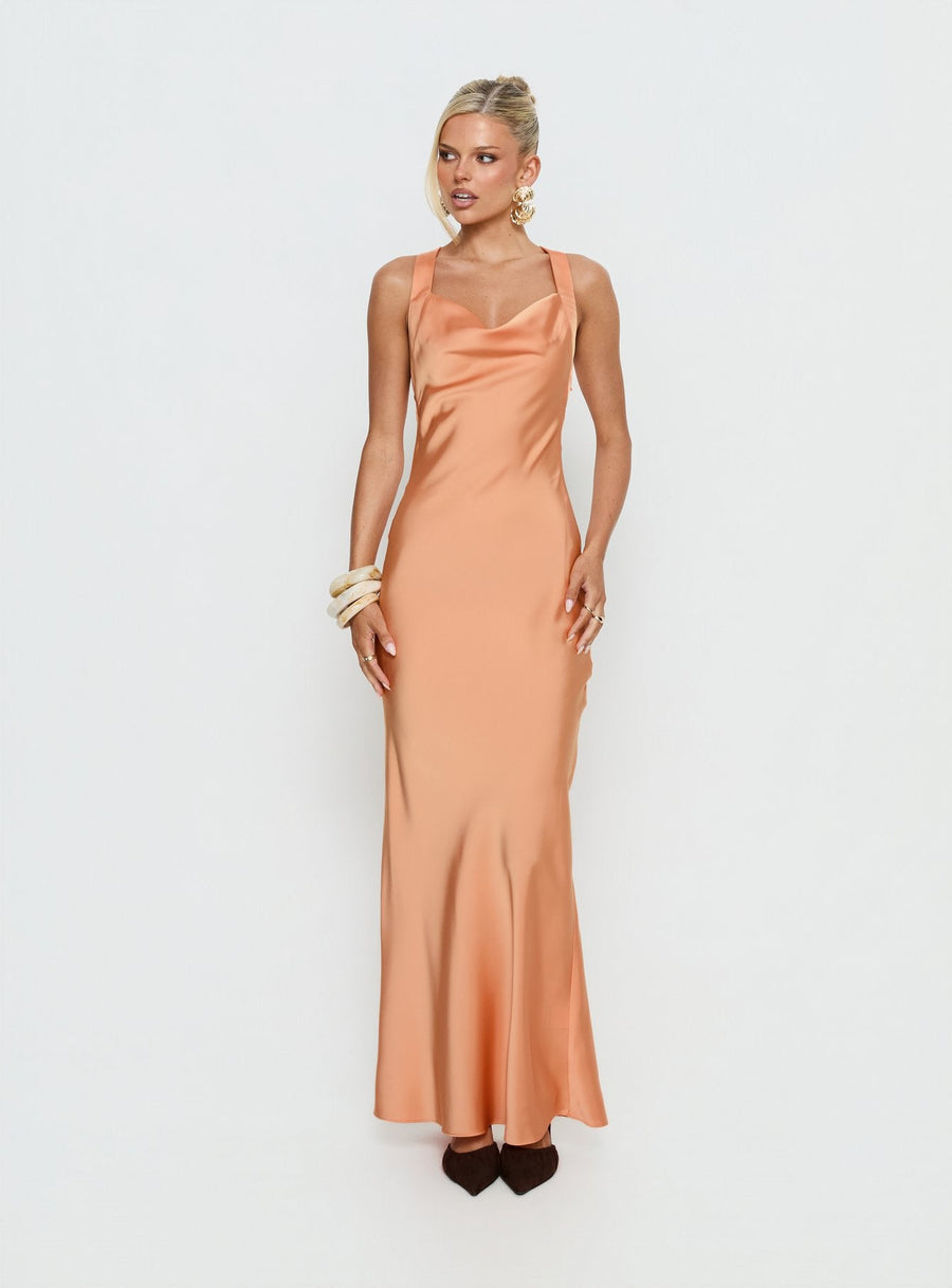 Isitt Cowl Crossover Back Maxi Dress Orange · photo 2