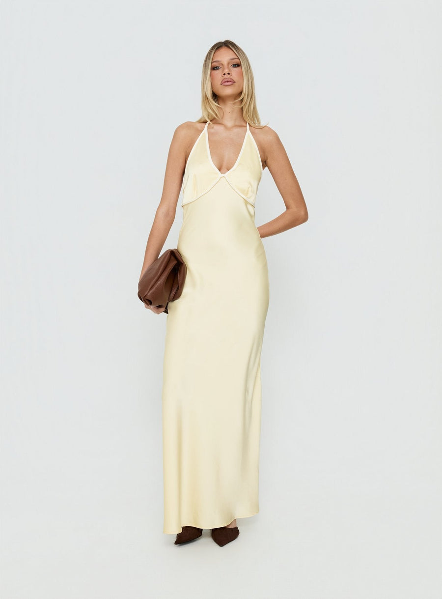 Esmia Halter Maxi Dress Lemon / White · photo 2