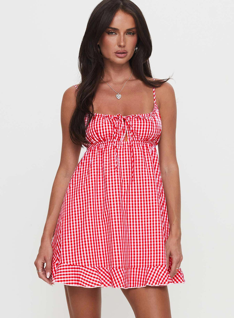 Empress Of Love Mini Dress Red Gingham · photo 2