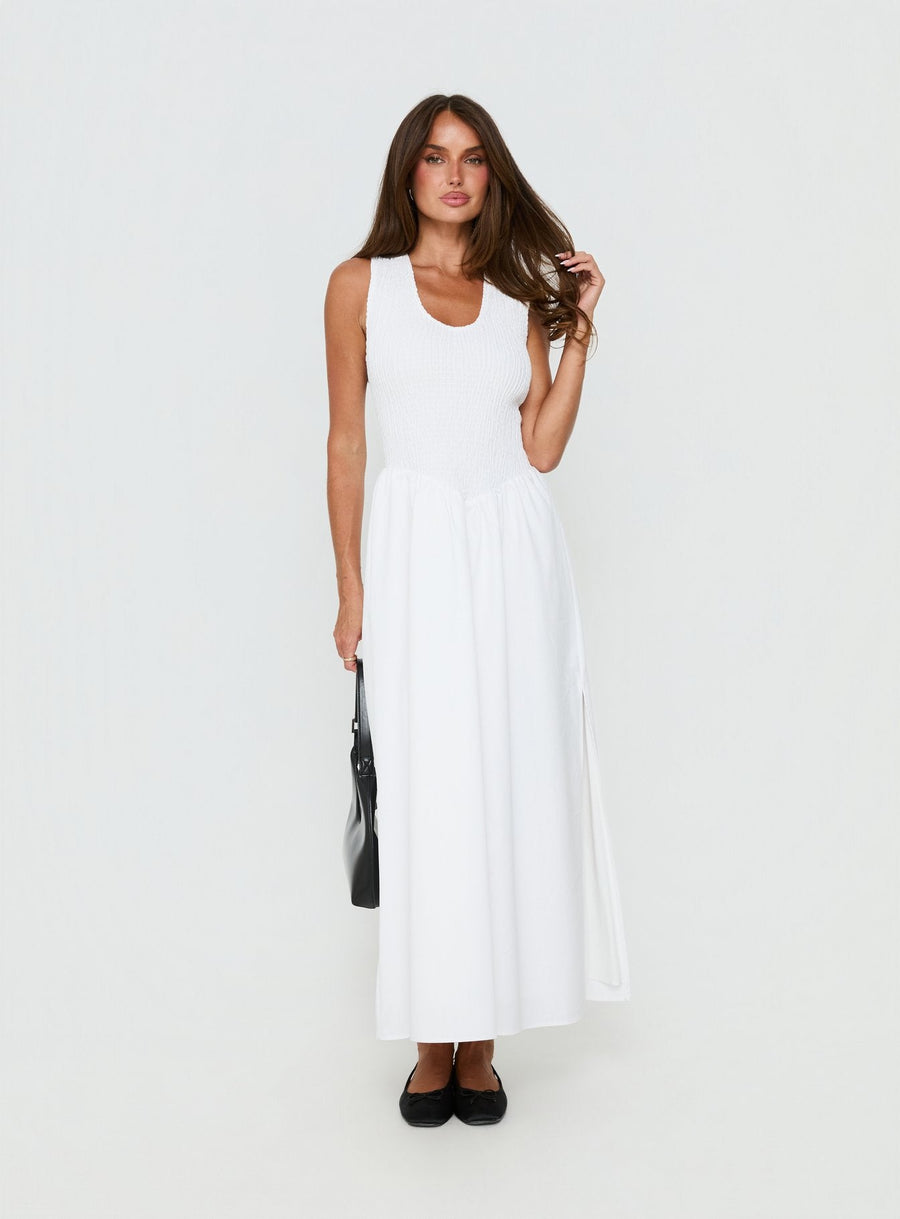 Highgate Drop Waist Pleat Detail Maxi Dress White · photo 2