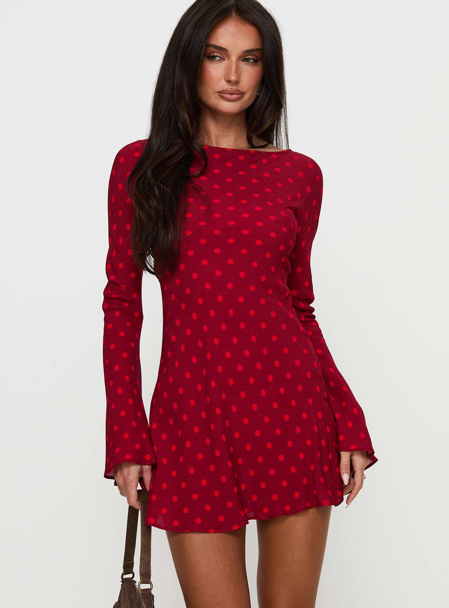 Good Graces Long Sleeve Mini Dress Red Dot · photo 2