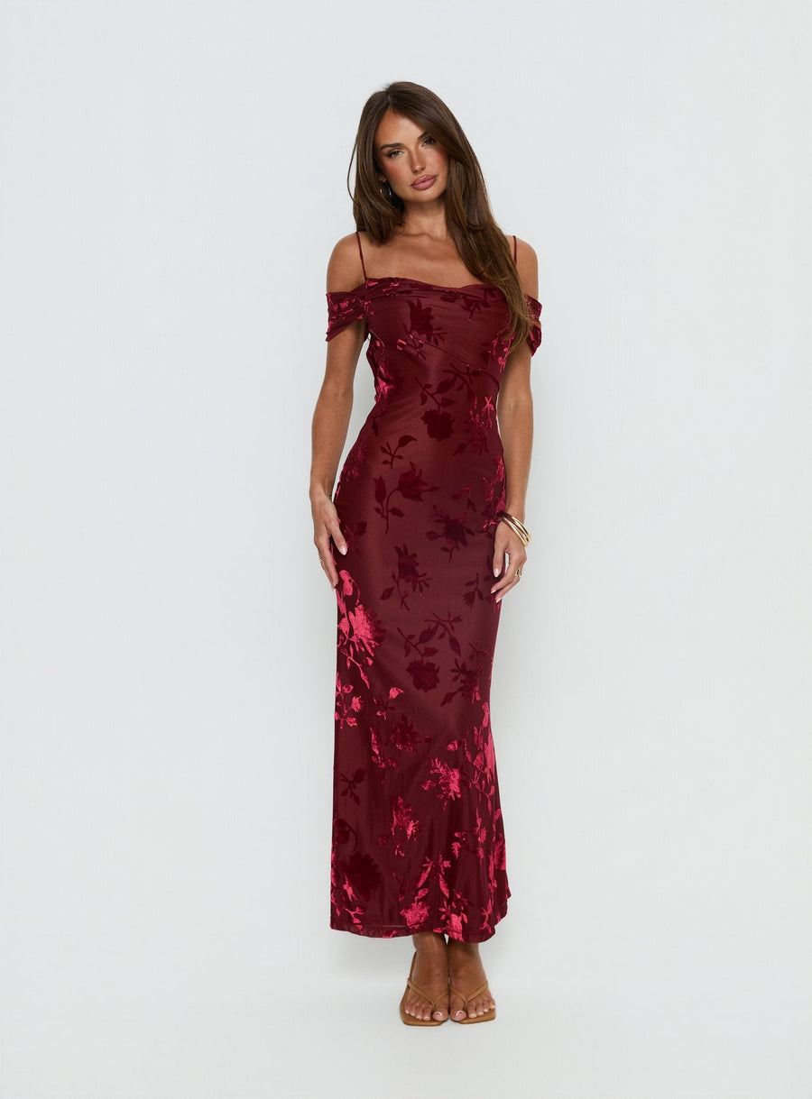 Green Gables Burnout Maxi Dress Burgundy · photo 2