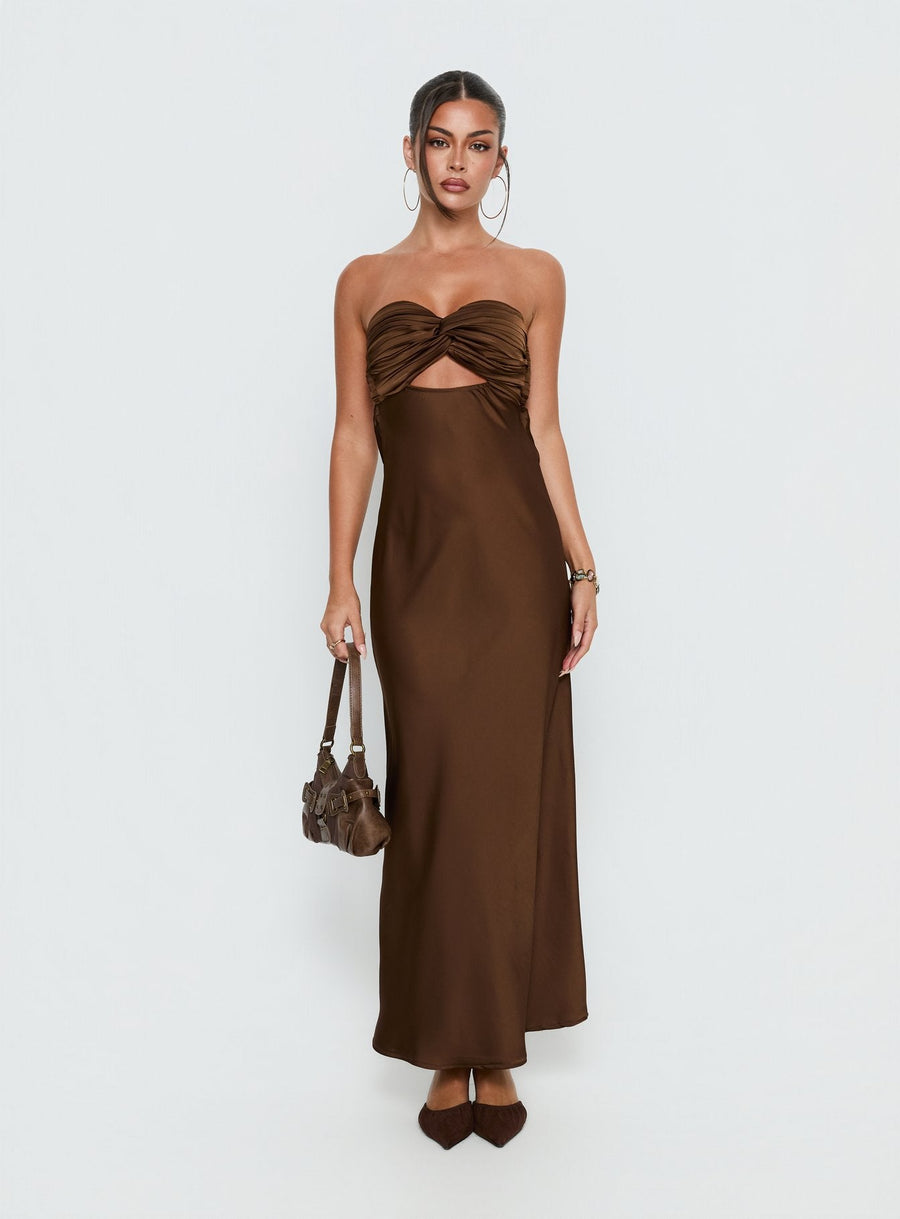 Faviola Strapless Maxi Dress Chocolate · photo 2