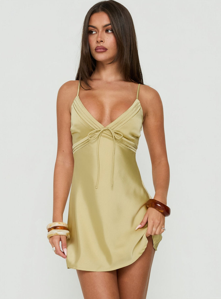 Iseabal V Neck Mini Dress Green · photo 2