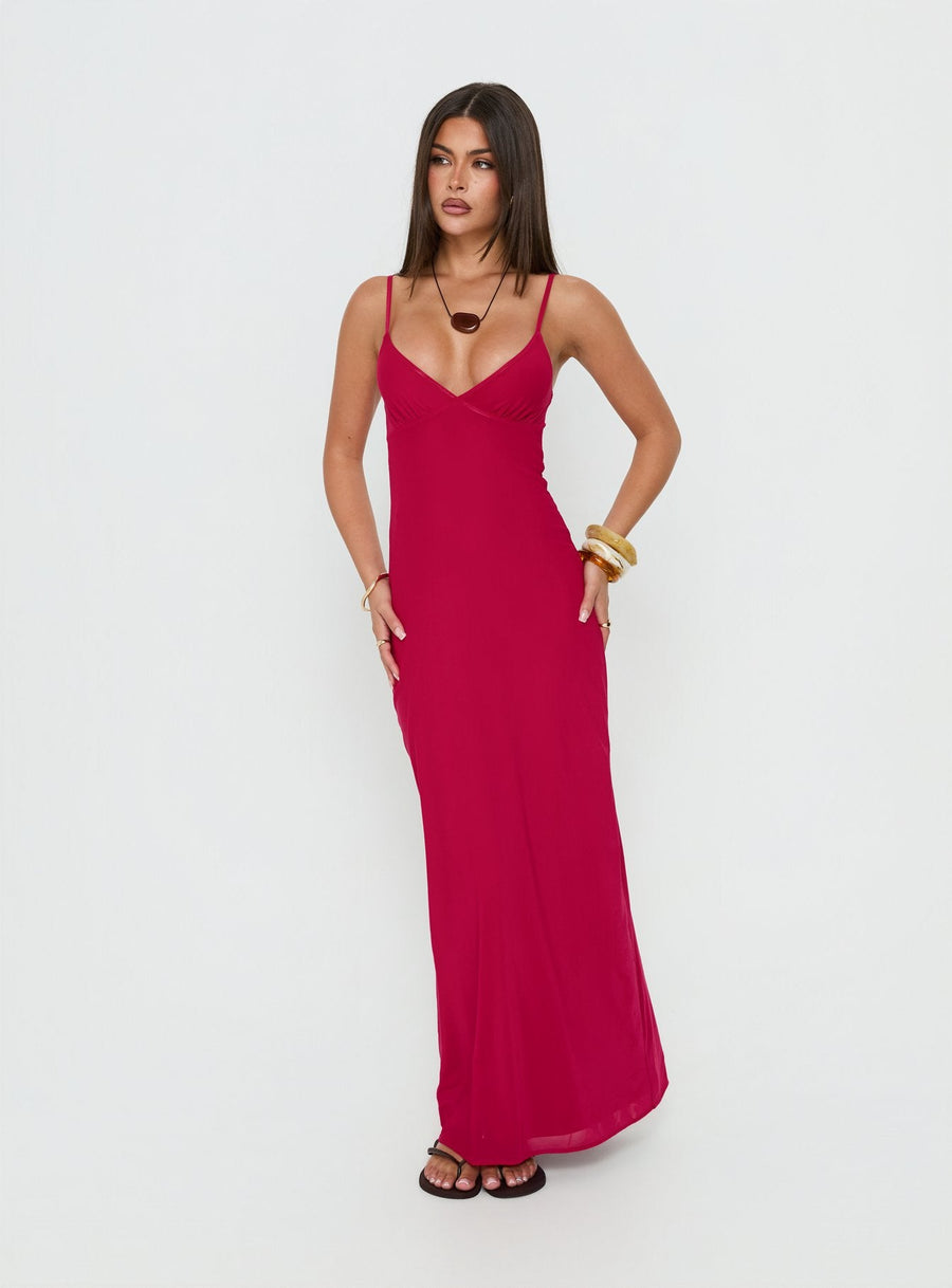 Glass Half Full Mesh Maxi Dress Electric Fuschia · photo 2