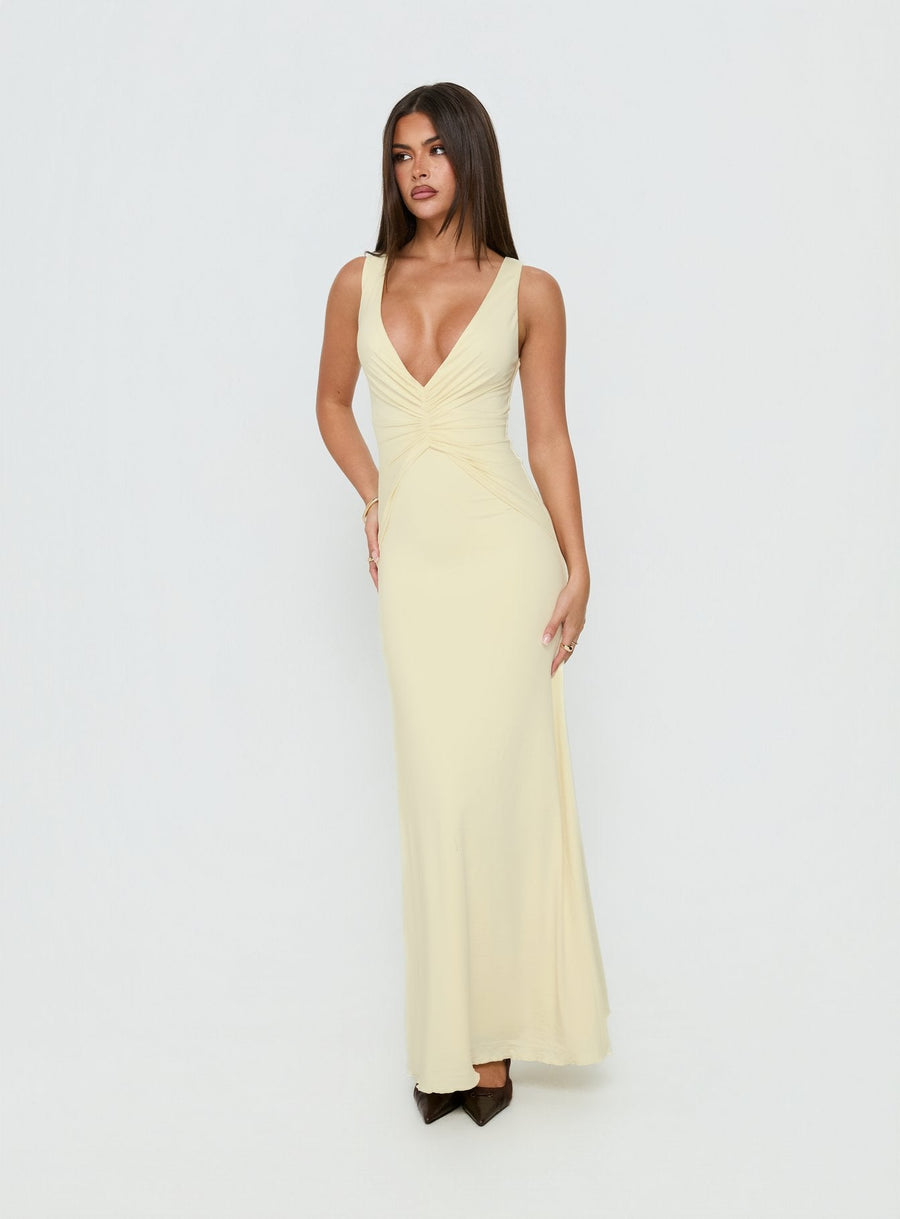 Frederica Plunge Maxi Dress Butter Yellow · photo 2