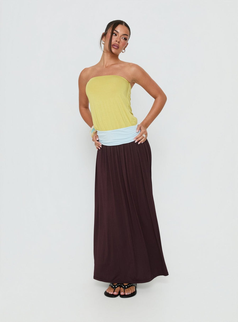 Heart Swarm Colour Block Strapless Maxi Dress Multi · photo 2