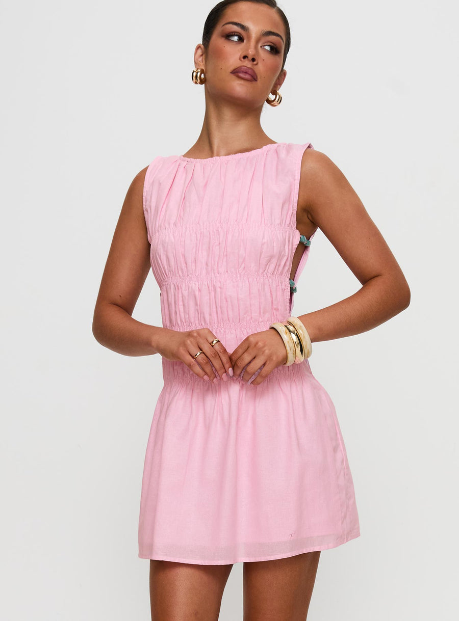 Evony Shirred Mini Dress Pink · photo 2