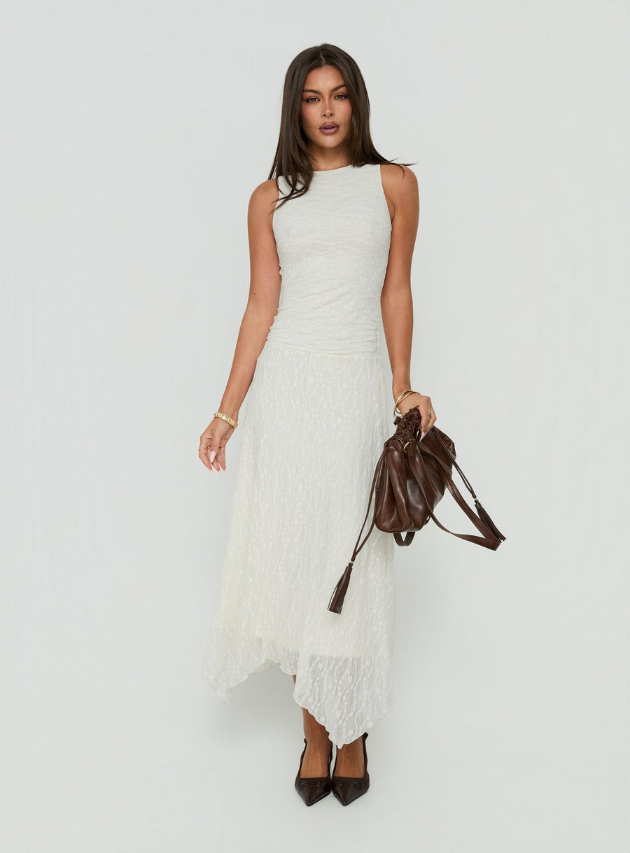 Enzina Lace Hanky Hem Maxi Dress Cream · photo 2