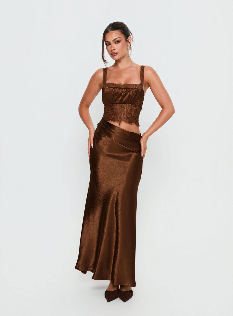 Fayfe Lace Maxi Dress Chocolate · photo 2