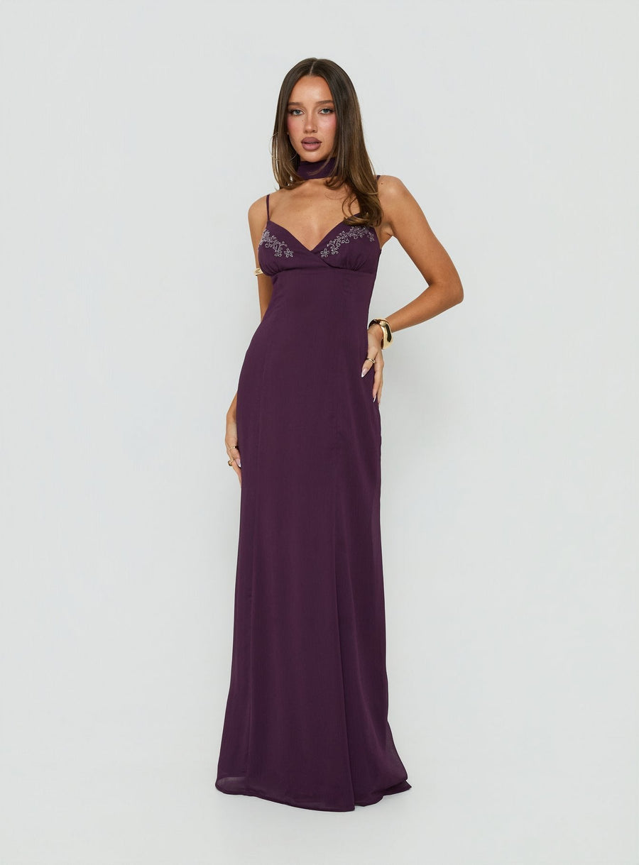 Jadira Scarf Maxi Dress Plum · photo 2