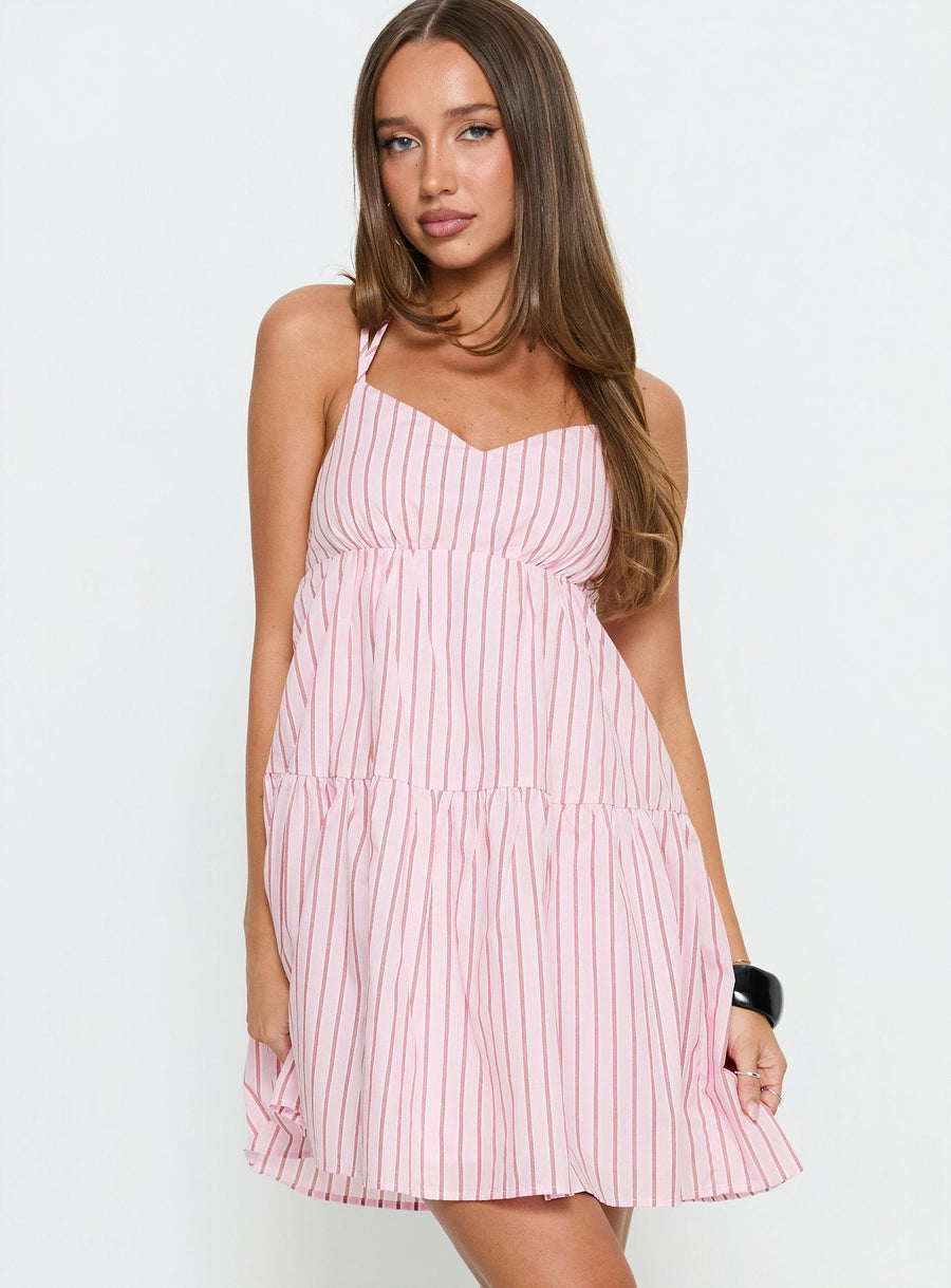 Elisabef Halter Mini Dress Pink Stripe · photo 1